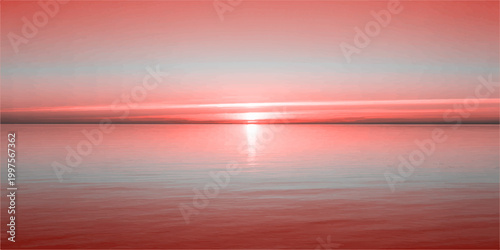Serene Red Sunset over the water, evoking a sense of tranquility and peace. Witness the water reflects the radiant colors of the sky.