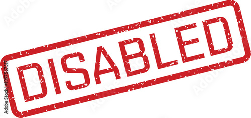 A red rectangular rubber stamp mark with the word DISABLED prominently displayed on a clean white surface