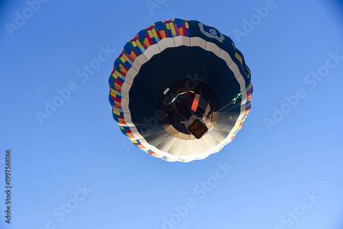 Hot Air Balloon Flying in the Blue Sky.