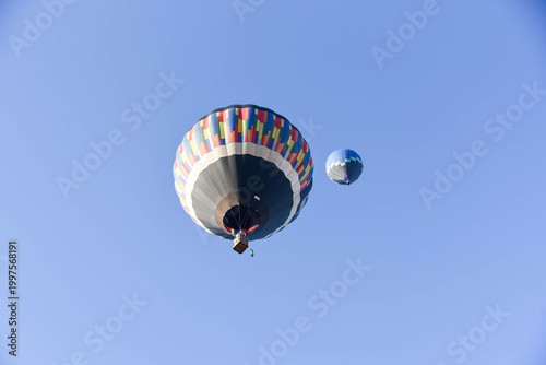 Hot Air Balloon Flying in the Blue Sky.