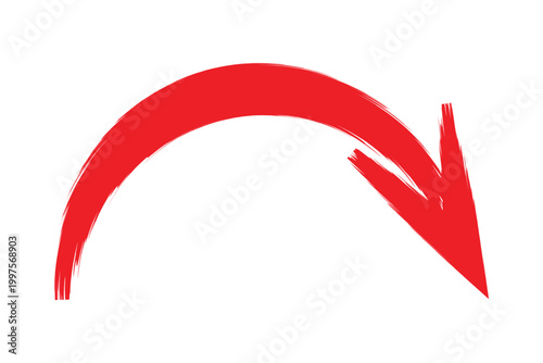 Hand drawn brush stroke red arrow icon texture on white background modern indicator and infographic symbol vector illustration