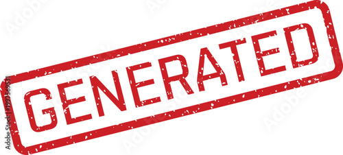 A vibrant red rectangular stamp featuring the word GENERATED with a distressed texture on a clean white background