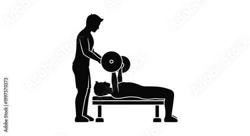 fitness trainer assisting weightlifter silhouette high quality professional detailed modern elegant