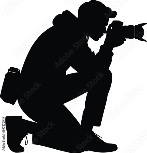 Silhouette of a photographer a vector graphic representing visual arts and image capture