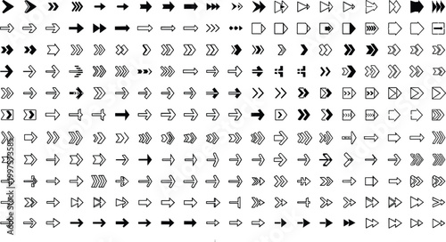 Large collection of arrows icons in various shapes styles and directions