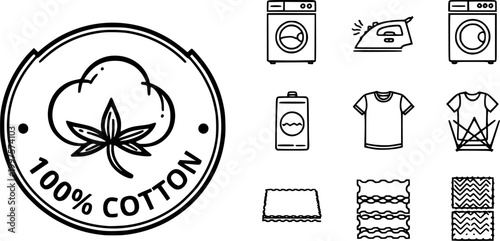 vector set of 100% cotton icon vector template
