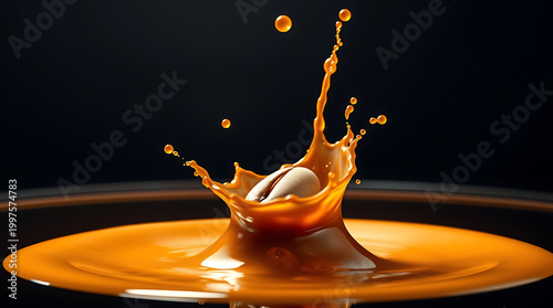 Warm Amber Espresso Splash with Coffee Beans – Premium Liquid Motion Scene