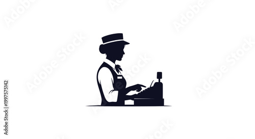 woman typing on typewriter silhouette high quality professional detailed modern elegant