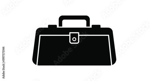 briefcase silhouette with handle and clasp high quality professional detailed modern