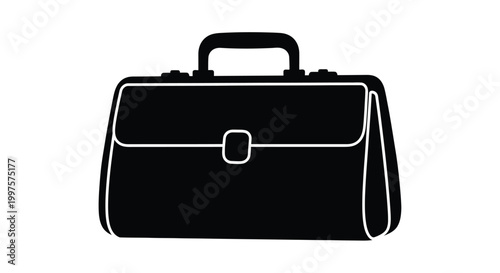 briefcase silhouette with handle and buckle high quality professional detailed modern