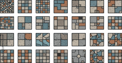 Seamless Paving Stone Patterns and Architectural Floor Tile Textures Set