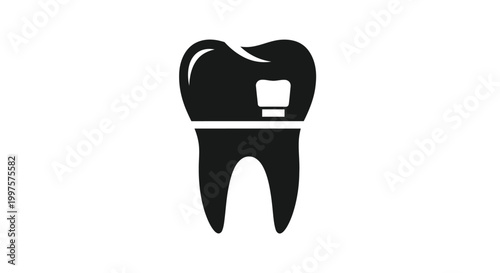 tooth with dental crown silhouette high quality professional detailed modern elegant