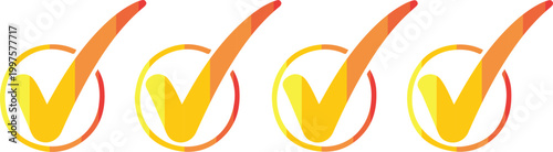 Four yellow and orange checkmarks in circles