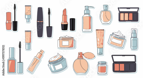 Assorted Cosmetic Products Collection for Beauty and Makeup