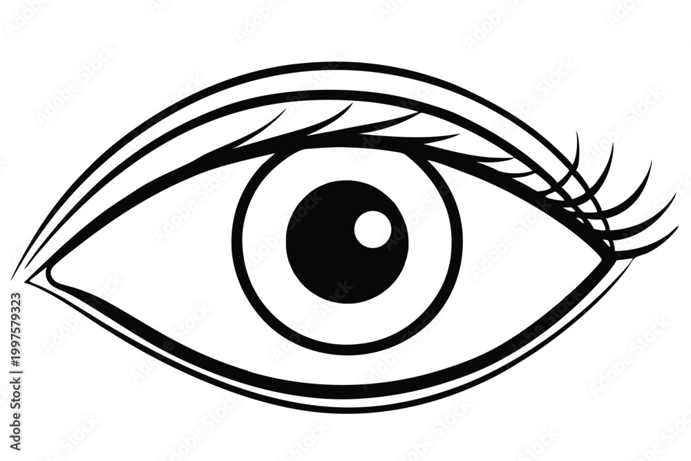 Obraz premium eye silhouette line art vector illustration with a white background