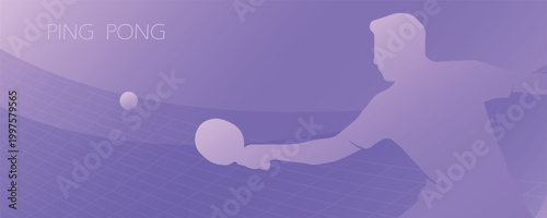 A modern table tennis design in purple tones. An elegant combination of gradients and a sporty silhouette. A great solution for stylish posters, apps, or sports club branding