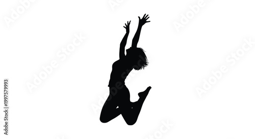 person jumping with arms raised silhouette high quality professional detailed modern