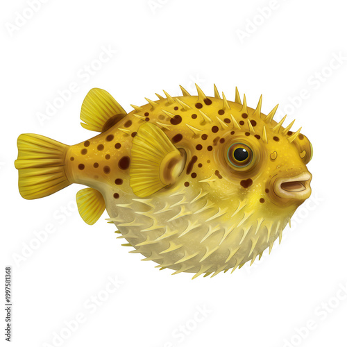 Yellow longspine porcupinefish illustration isolated on transparent background