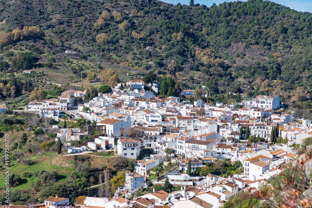 Fototapeta premium View from old castle Castillo del Aguila at white town Gaucín, Málaga province, Spain