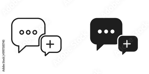 Conversational icons depicting message bubbles with an option to add more content