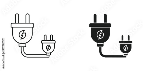 Comparison of electrical outlets and plugs in different styles and colors