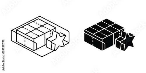 Comparison of a transparent and an opaque segmented cube with missing sections and star shapes