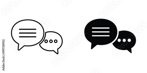 Contrast of speech bubbles in white and black color schemes