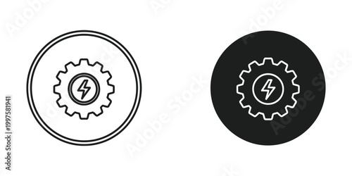 Contrasting icons representing power and energy in light and dark themes