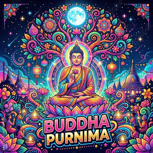 Festive and vibrant Buddha ...