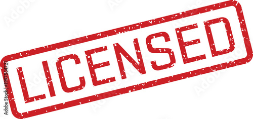 Red 'licensed' stamp official authorization and regulatory compliance