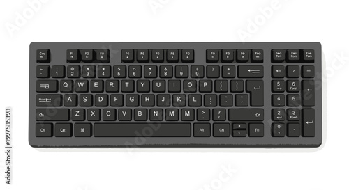 Modern Computer Keyboard Isolated on White Background
