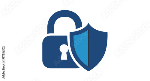 A blue padlock and shield icon representing security and protection