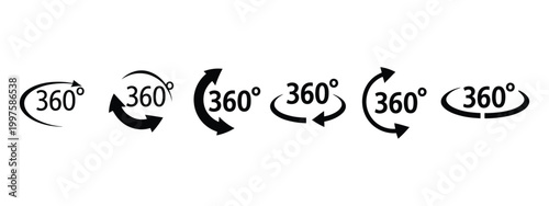 360 Rotation Cycle Symbol, Arrows Forming Complete Circle With  Orientation, Futuristic Virtual Reality Control Icon, Smooth Circular Motion