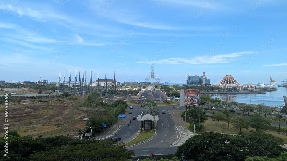 Obraz premium The downtown area of Makassar, located within the CPI Makassar district, makes Makassar one of the best cities in Indonesia