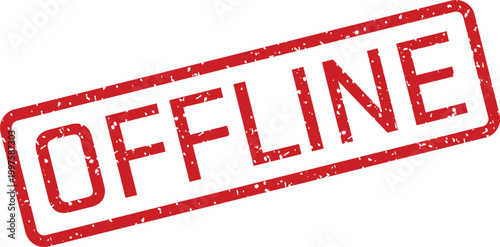 Red rubber stamp with the word 'offline' isolated on white background