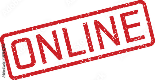 Red rubber stamp with the word 'online' digital connectivity concept
