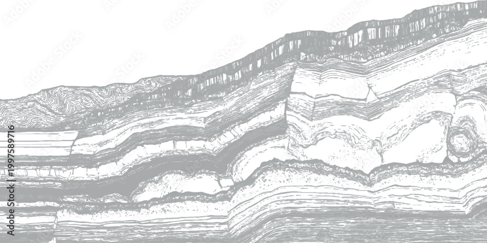 Φωτογραφία Grunge textured layered rock formation vector illustration with rugged geologica