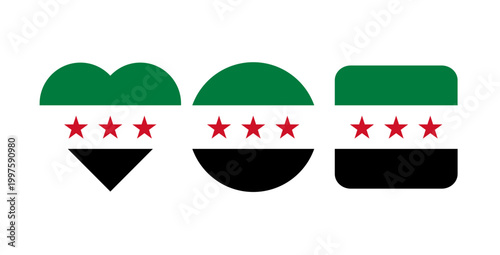 Free Download Syrian Flag in the Shape of Heart, Circle and Rounded Square Isolated on Transparent Background - GFXLoad