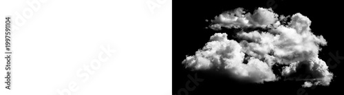 PNG image of Beautiful white fluffy cloud clusters with natural shading and texture on transparent background. on transparent background