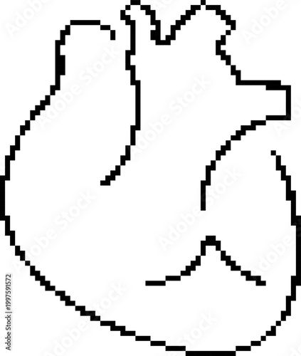 Pixel art human anatomical heart organ on transparent background vector illustration