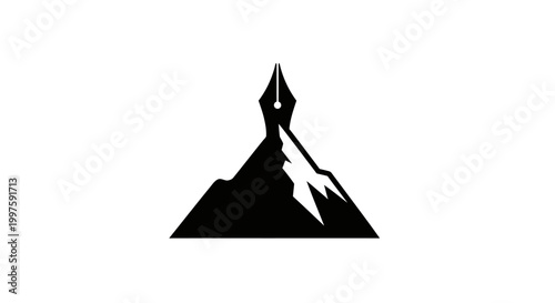 Mountain peak silhouette with pointed summit.