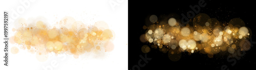Canvas Print PNG image of Golden shimmering bokeh lights with sparkling dust particles on tra