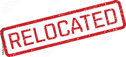 Relocated stamp a red ink impression on a white background