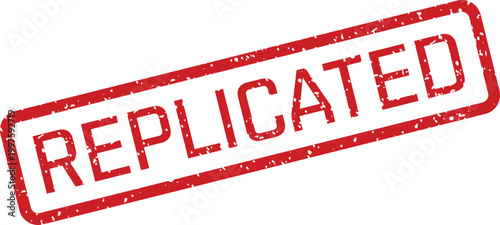 Red 'replicated' stamp illustration