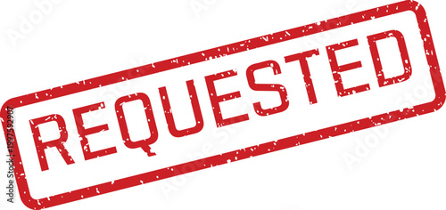 Red 'requested' stamp illustration on white background