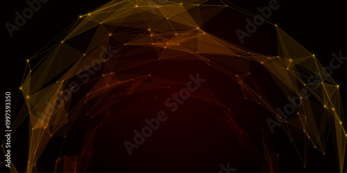 Abstract dark orange plexus network connection globe background. This futuristic geometric dome structure constructs a dynamic digital wireframe matrix ideal for advanced global tech concepts.