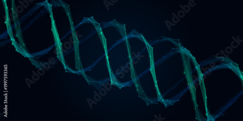 Abstract dark blue molecular plexus DNA double helix background. This futuristic geometric biological structure provides an advanced digital matrix template for cutting-edge medical concepts.