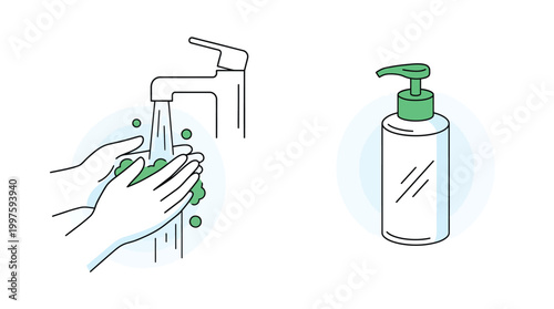 Hand washing and hand sanitizer icons Vector