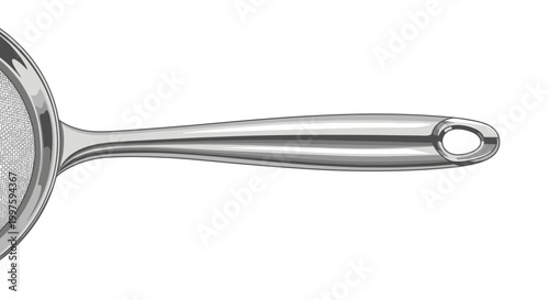 Stainless Steel Kitchen Strainer with Handle and Hanging Loop