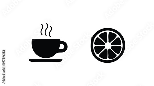 Hand-drawn Coffee and Citrus Icons  Symbols of Refreshment